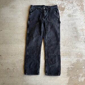 Old Navy Straight Double Knee Carpenter Pants 33x32 Gray Black Mens Workwear